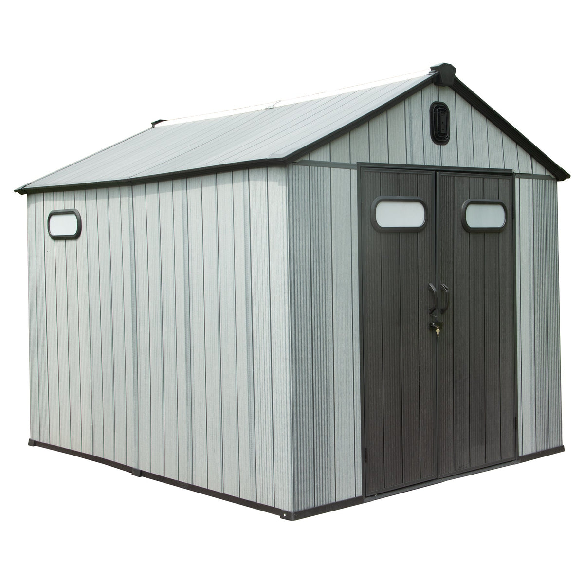 8x10FT Outdoor Resin Storage Shed with Lockable Door - Gray