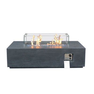 52 Inch Outdoor Concrete Propane gas rectangle Fire Pit table in Dark Gray color