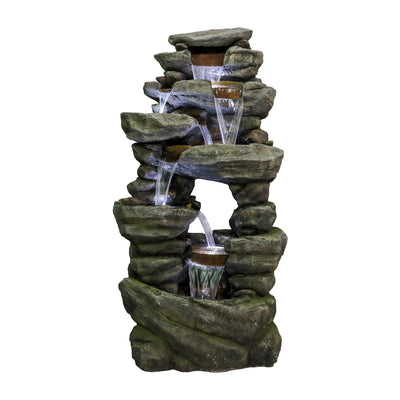 Resin Rock Waterfall Fountain Large 60 Inch 7 Tier