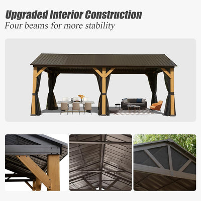 Cedar Wood Gazebo with Spacious Interior - Natural Cedar Finish