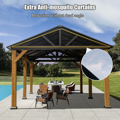 Cedar Wood Gazebo with Spacious Interior - Natural Cedar Finish