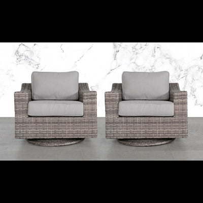 Swivel Patio Chair With Luxurious Cushions Perfect For Outdoor Relaxation (Set of 2) - Gray / Gray Mix